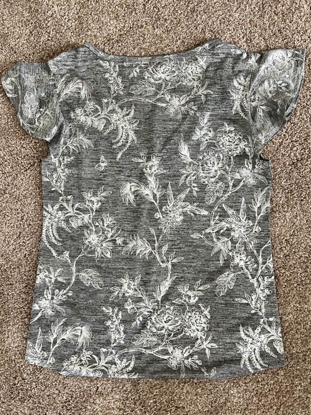 White House Black Market silver and Gray Heathered VNeck Top